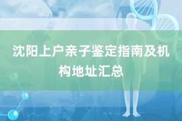 沈阳上户亲子鉴定指南及机构地址汇总